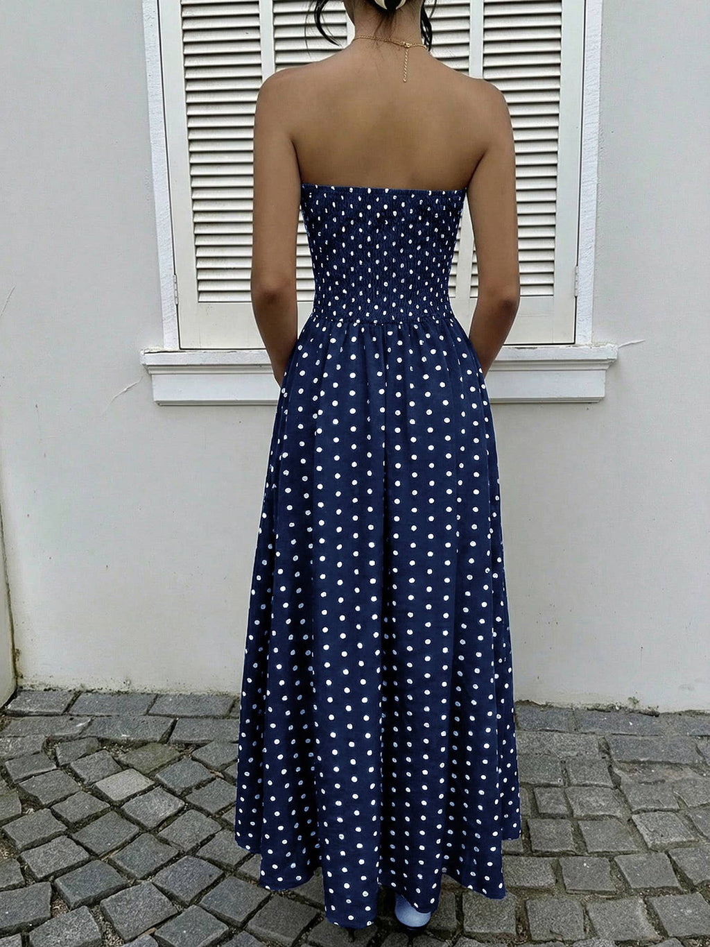 Strapless Polka Dot Maxi Dress