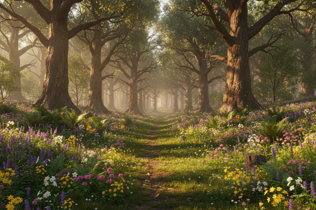 forest with wildflower